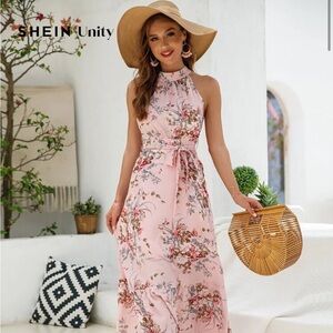 Pink Floral Maxi Dress
